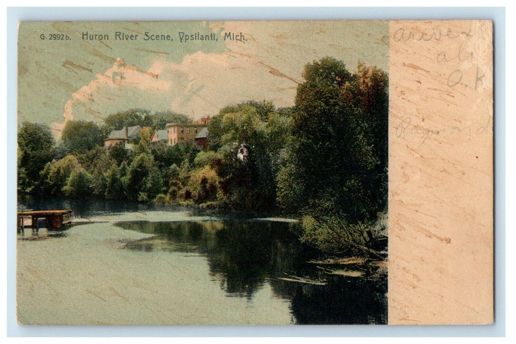 1907 Huron River Scene Ypsilanti Michigan MI Posted Antique Postcard