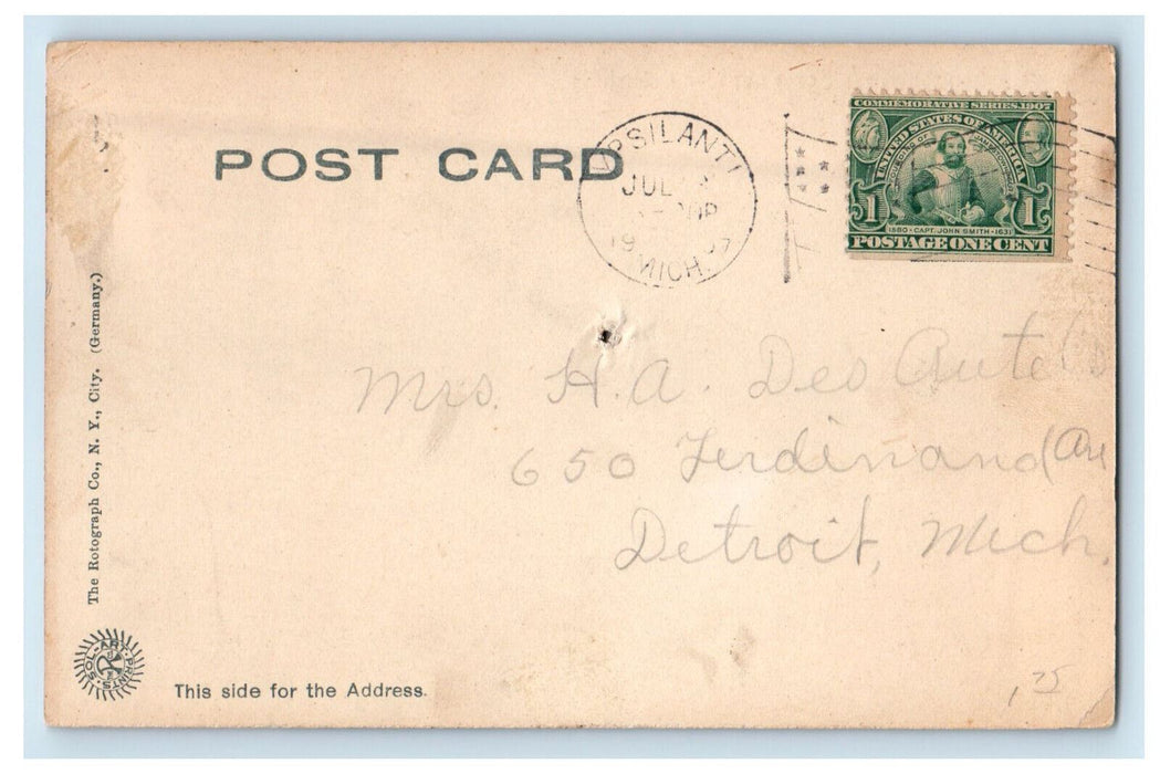 1907 Huron River Scene Ypsilanti Michigan MI Posted Antique Postcard