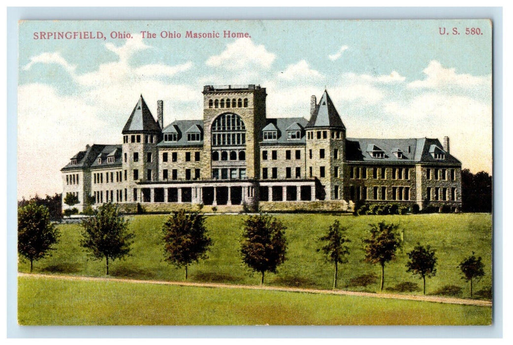 c1910's A View Of The Ohio Masonic Temple Springfield Ohio OH Antique Postcard