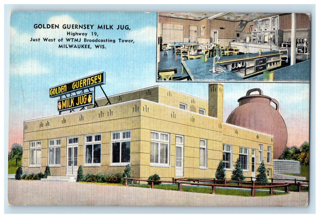 c1940s Golden Guernsey Milk Jug Milwaukee, Wisconsin WI Vintage Postcard