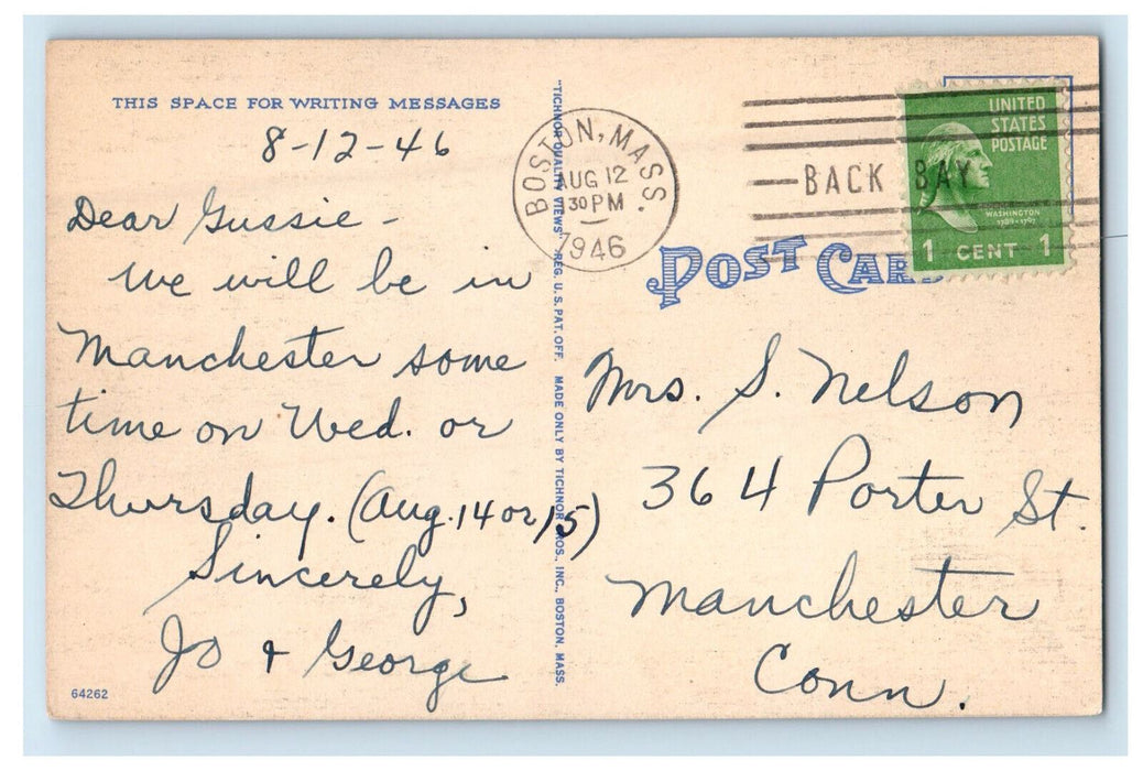 1946 Fisherman Caught Fish, Fish Equipment, Land of Vacations ME Postcard