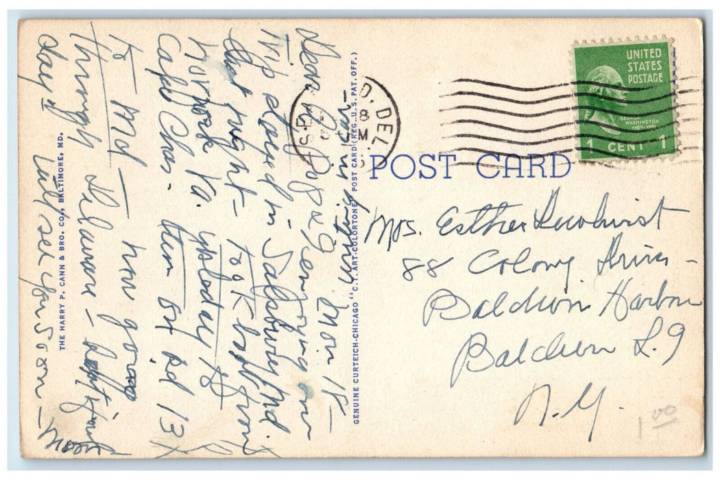 c1940's Boat Landing on Wicomico River Salisbury Maryland MD Vintage Postcard