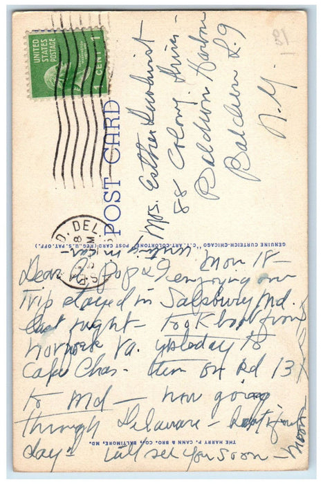 c1940's Boat Landing on Wicomico River Salisbury Maryland MD Vintage Postcard