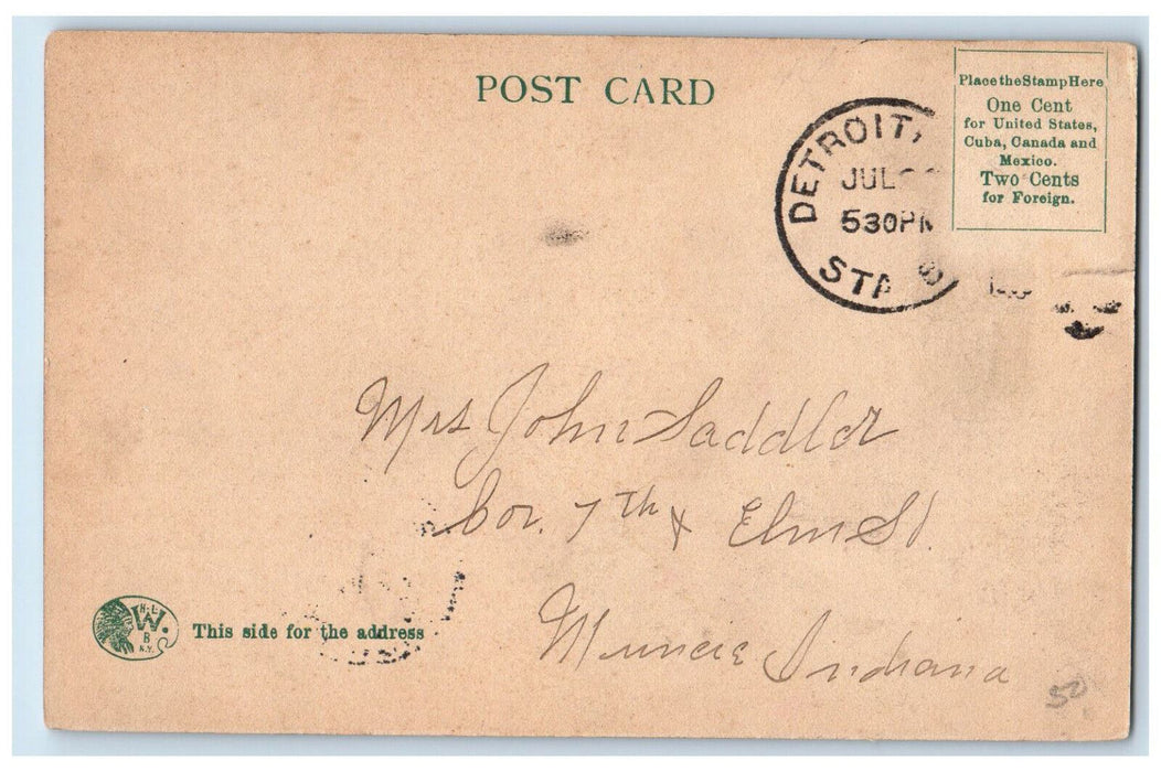 1908 Log Cabin Palmer Park Detroit Michigan MI Antique Posted Postcard