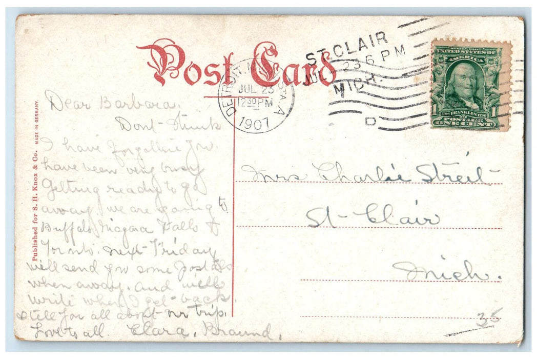 1907 A Pleasant Walk at Grosse Point Detroit Michigan MI Antique Postcard