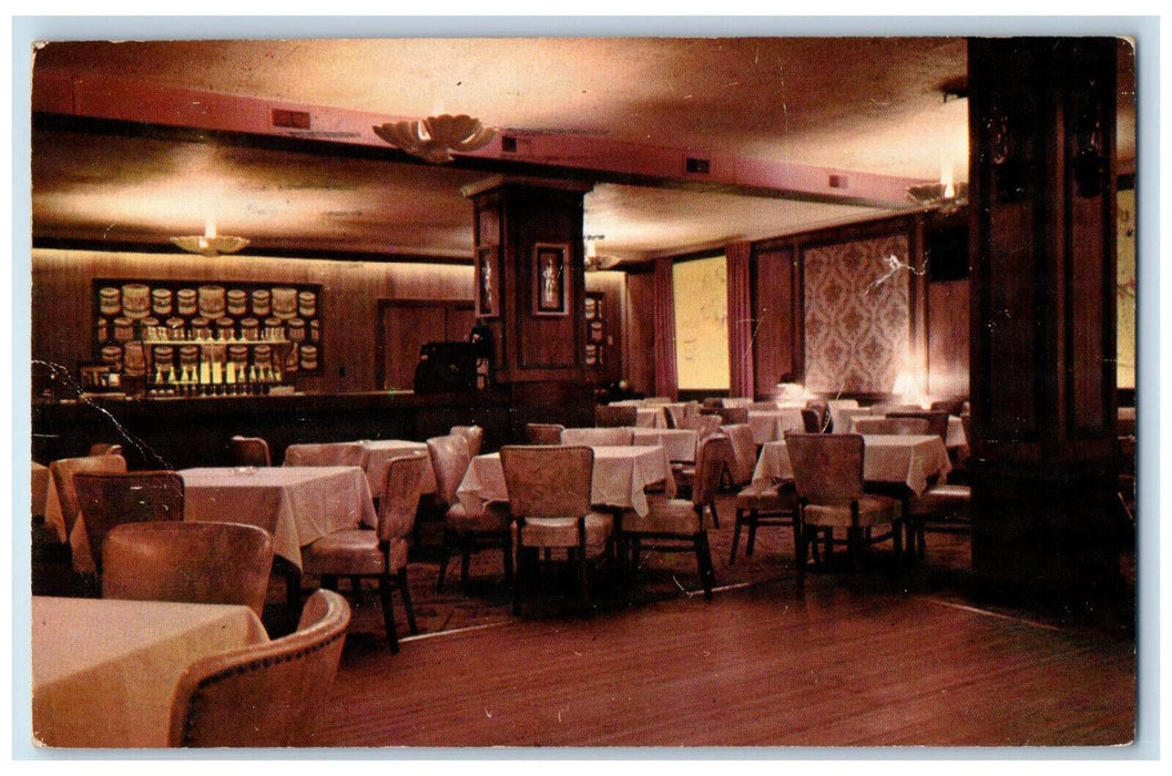 1957 The Drum Dining Room Hotel Hayes Jackson Michigan MI Vintage Postcard