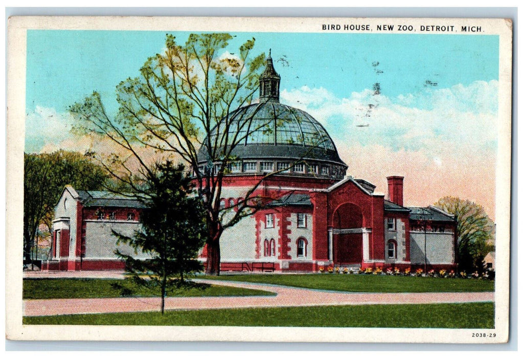 1936 Bird House New Zoo Detroit Michigan MI Vintage Posted Postcard