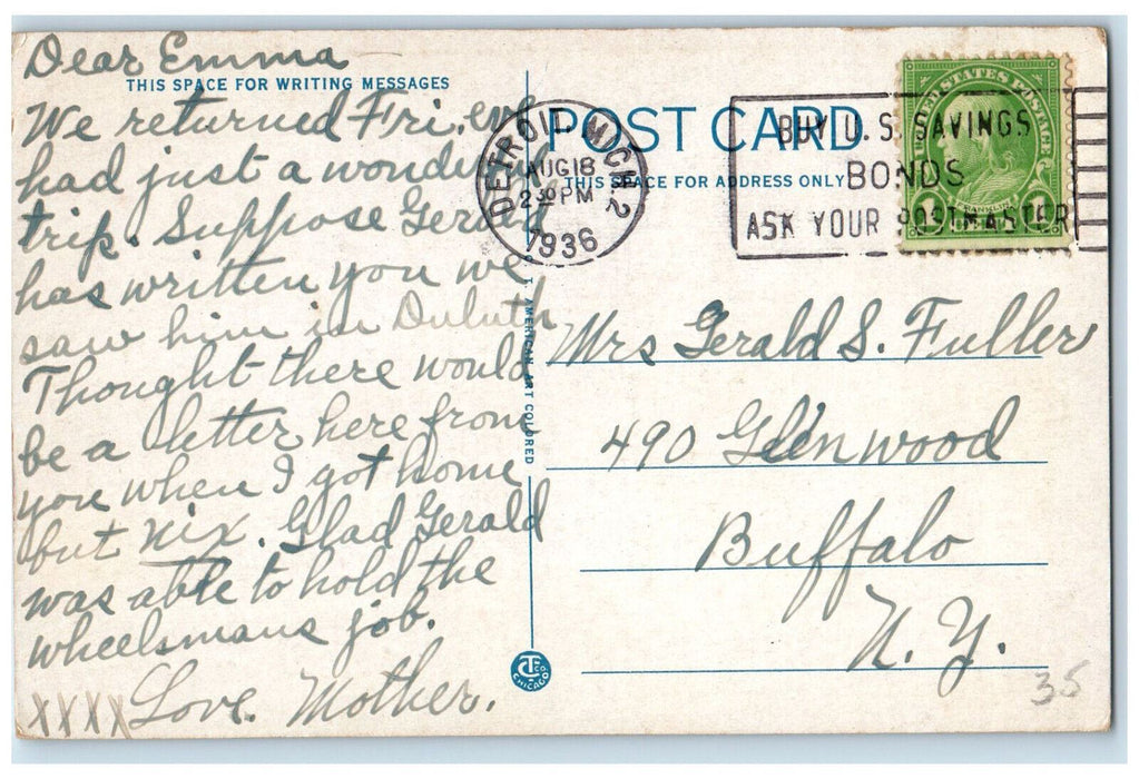 1936 Bird House New Zoo Detroit Michigan MI Vintage Posted Postcard