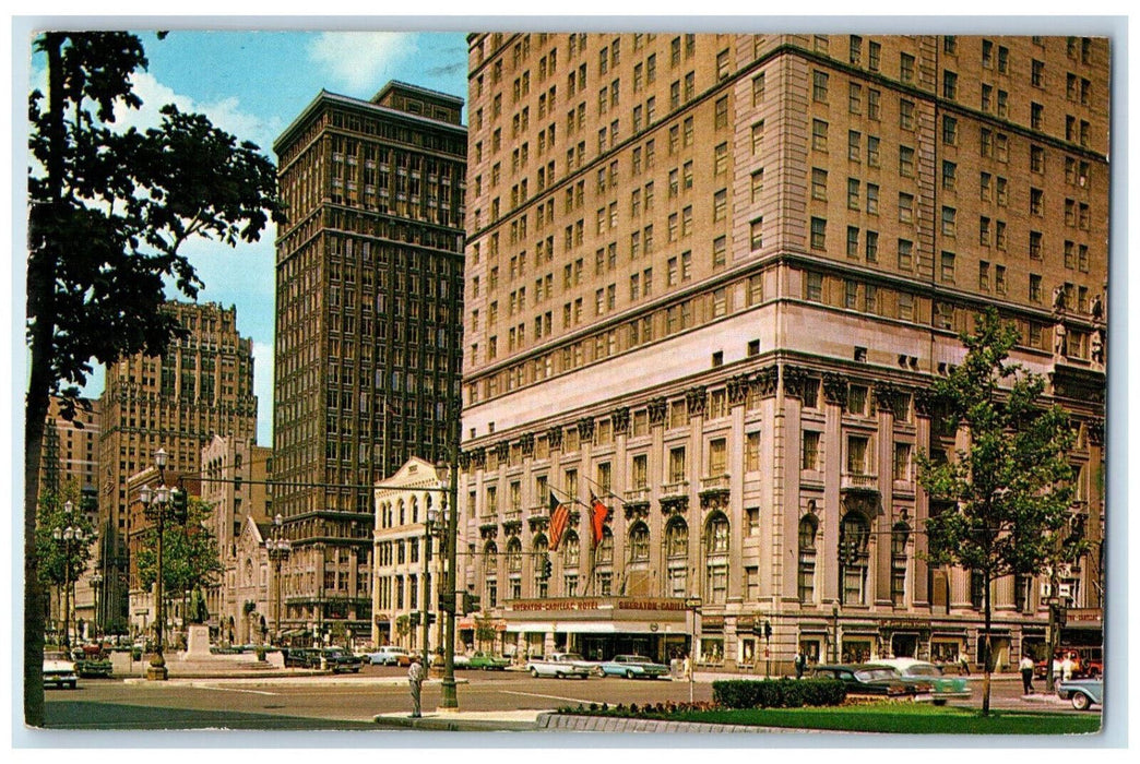 1964 The Sheraton-Cadillac Washington Boulevard Hotel Detroit MI Postcard