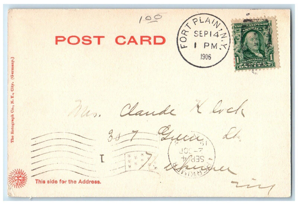 1906 Universalist Church Fort Plain New York NY Antique Rotograph Postcard