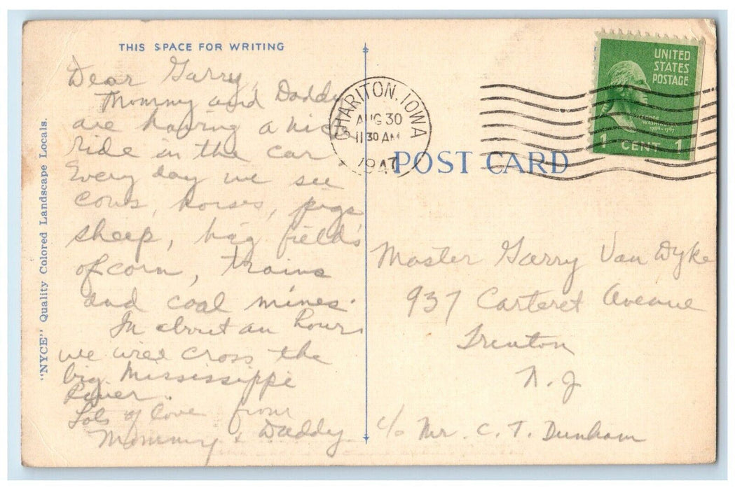 1947 Greetings From Farmington Illinois IL, Cows River Posted Vintage Postcard