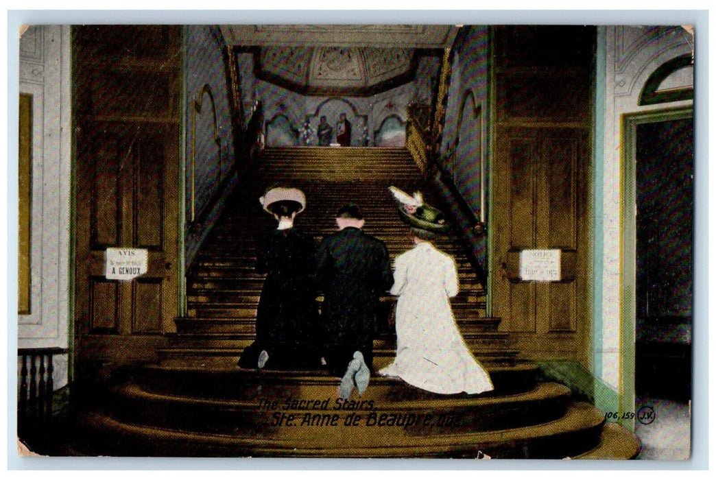 1913 The Sacred Stairs Ste. Anne de Beaupre Quebec Canada Posted Postcard