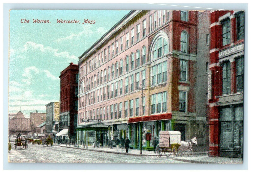 1905 View of The Warren, Worcester Massachusetts MA Antique Postcard