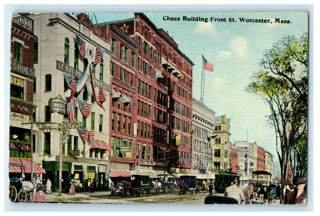1913 Chase Building Front Street, Worcester, Massachusetts MA Postcard
