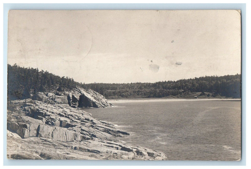 1926 View Of The Sand Beach Bar Harbor Maine ME RPPC Photo Antique Postcard