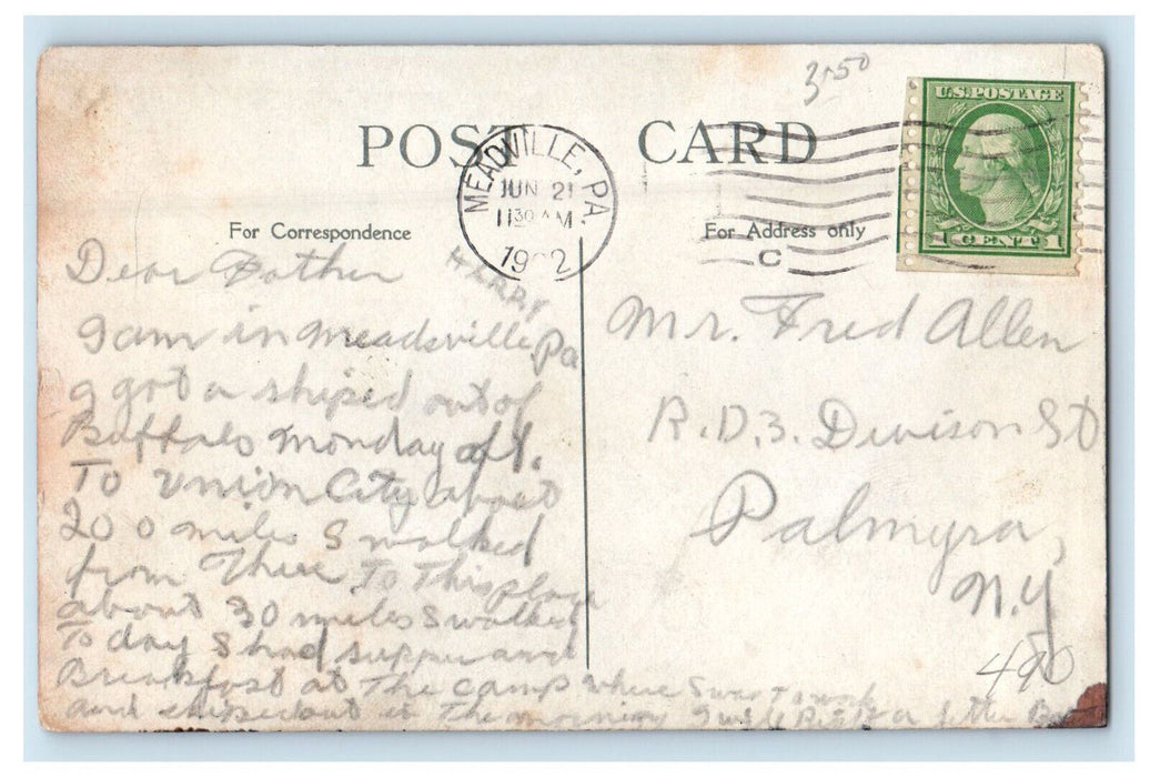1902 Broadway and Washington St. at Night Buffalo NY Posted Postcard