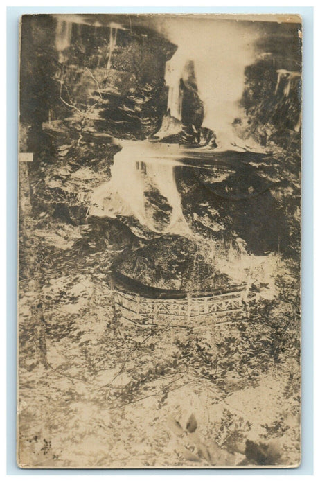 1908 Bridge Park Waterfall Moultonborough New Hampshire NH RPPC Photo Postcard