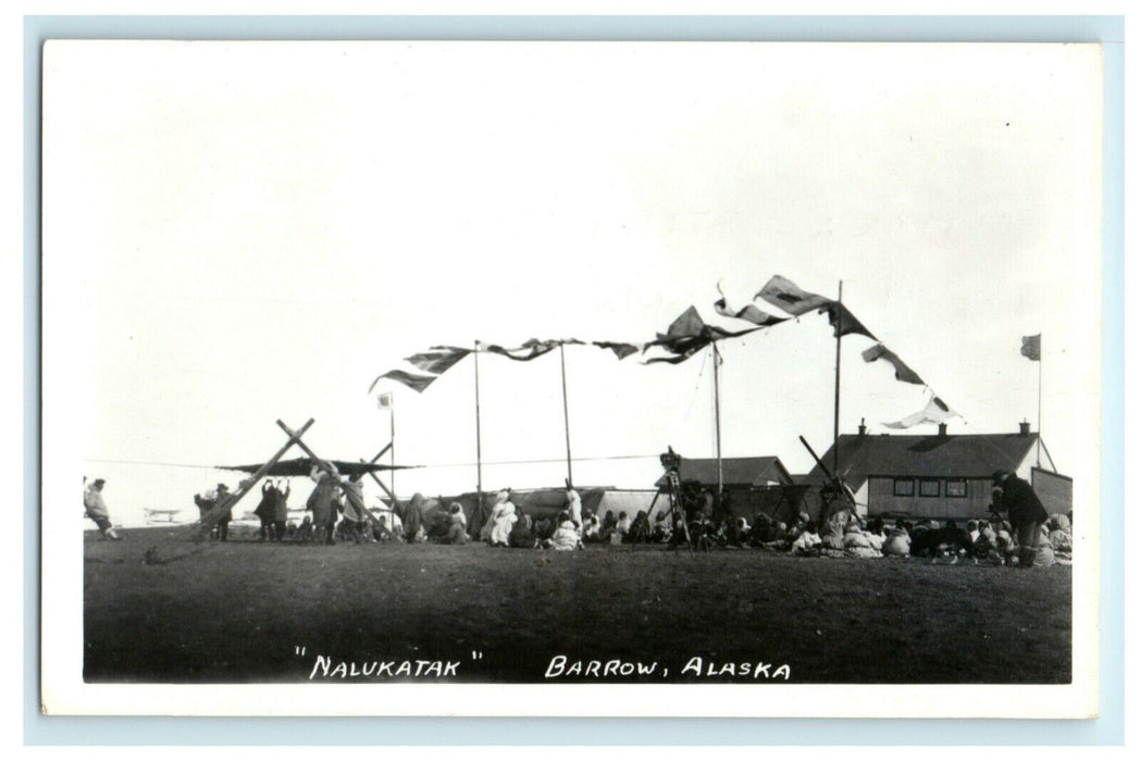 c1950's Nalukatak Whaling Festival Barrow Alaska AK RPPC Photo Postcard