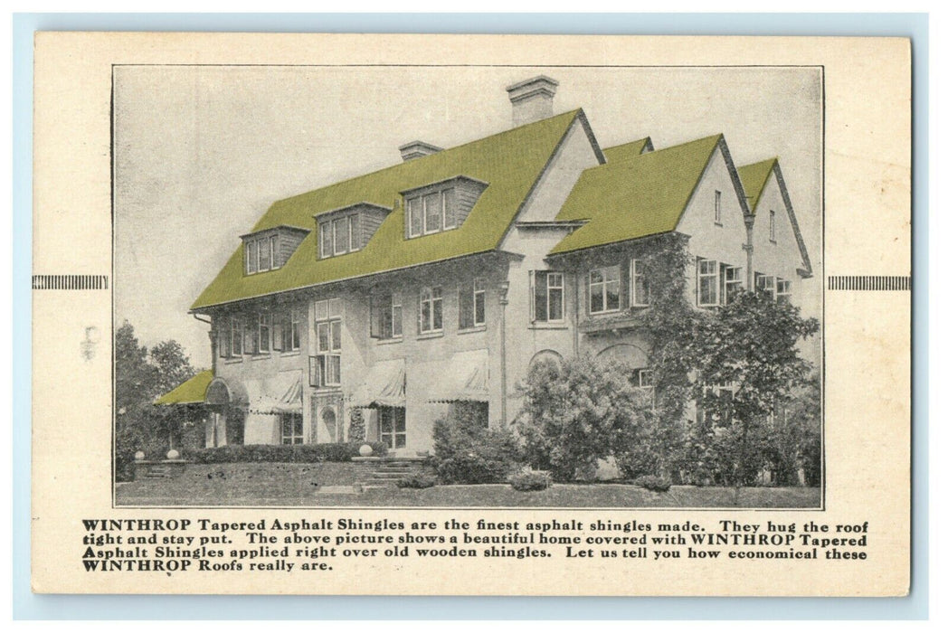c1930's Winthrop Asphalt Shingles House Advertising Collingdale PA Postcard