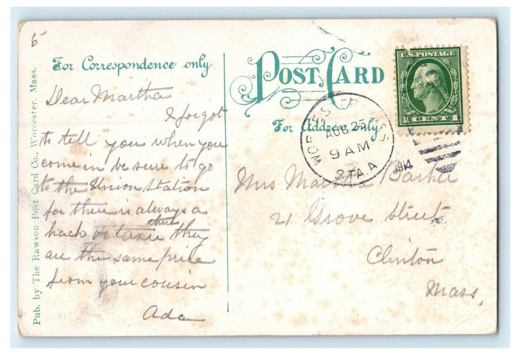 1914 American Steel & Wire Co. Dam Worcester, Massachusetts MA Postcard