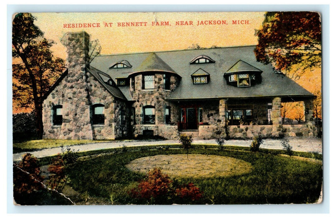 Bennett Farm Residence Jackson Michigan 1916 Albion Vintage Antique Postcard