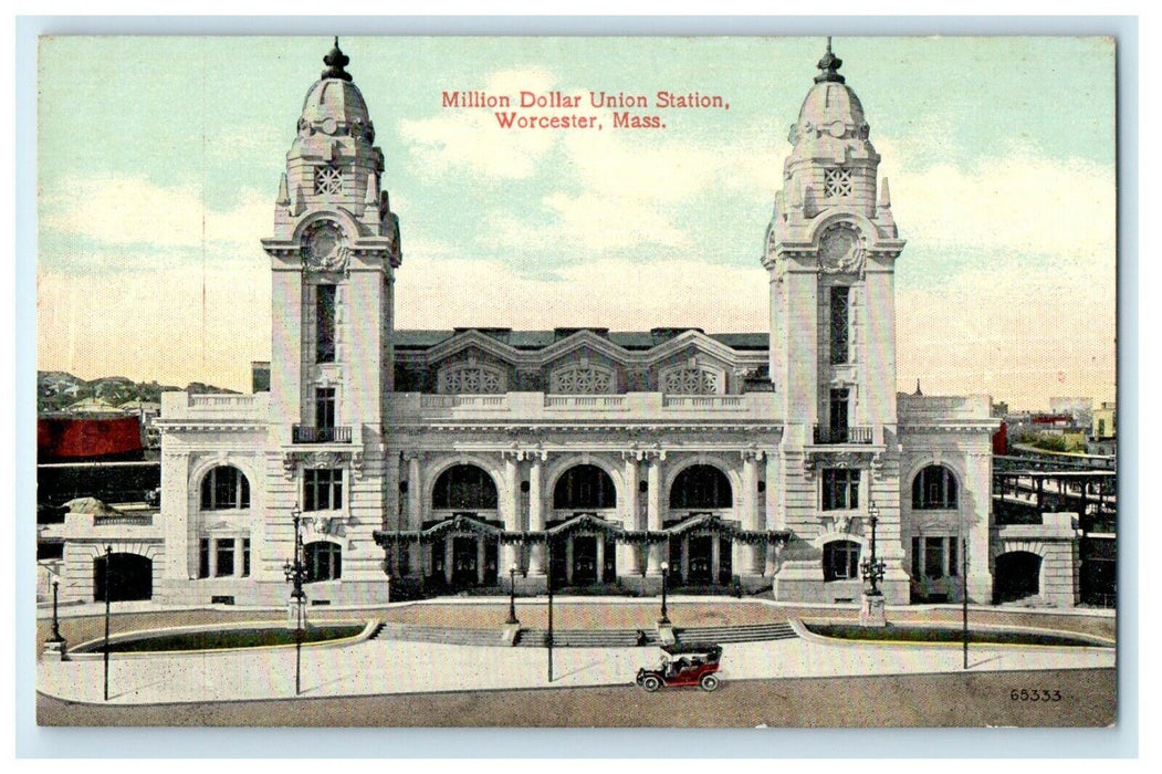 1912 Worcester Massachusetts MA Million Dollar Union Station Postcard