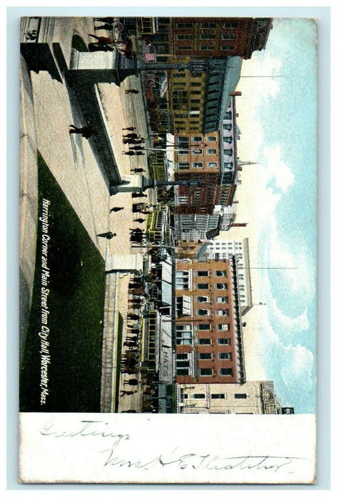 1906 Worcester Massachusetts MA Harrington Corner and Main Street Postcard