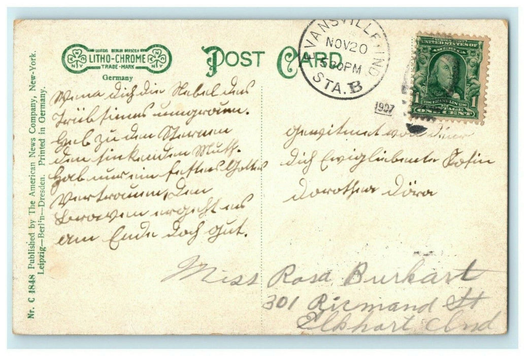 St. Boniface Catholic Church Evansville Indiana 1907 Station B Antique Postcard