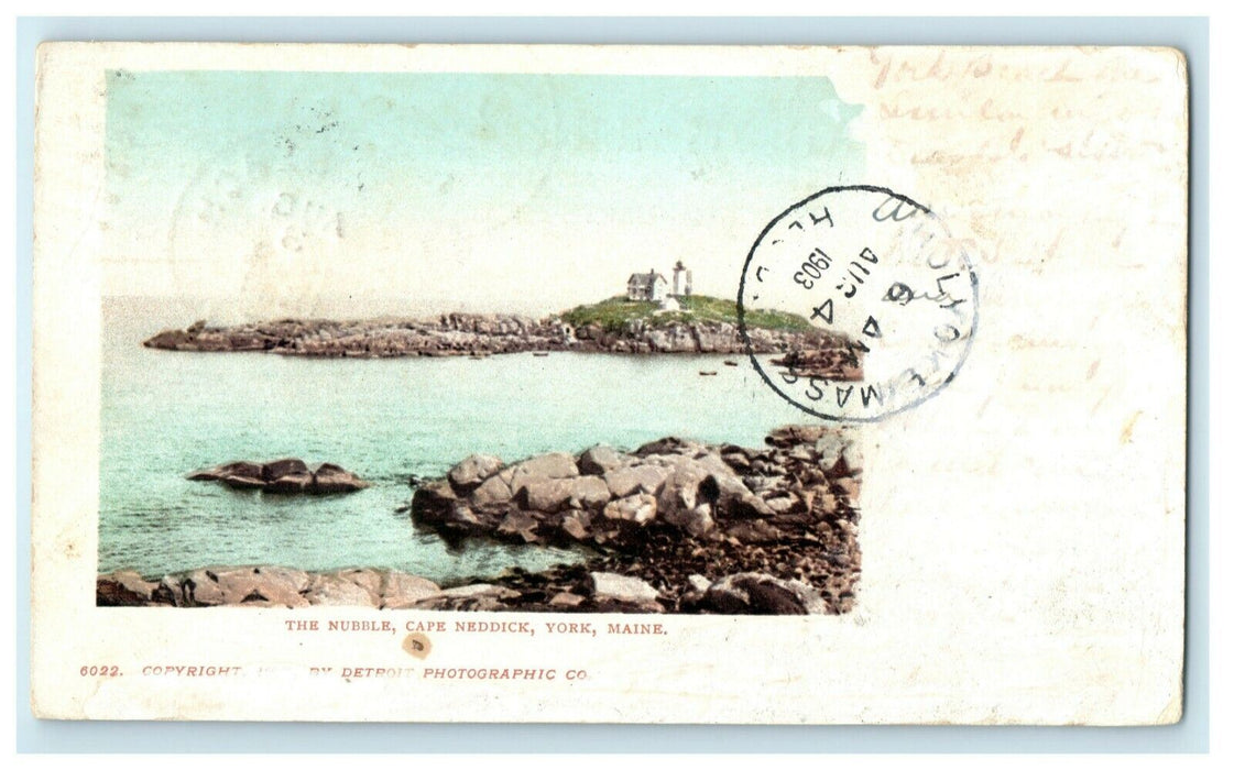 1903 The Nubble Cape Neddick York Maine ME Beach Posted Postcard