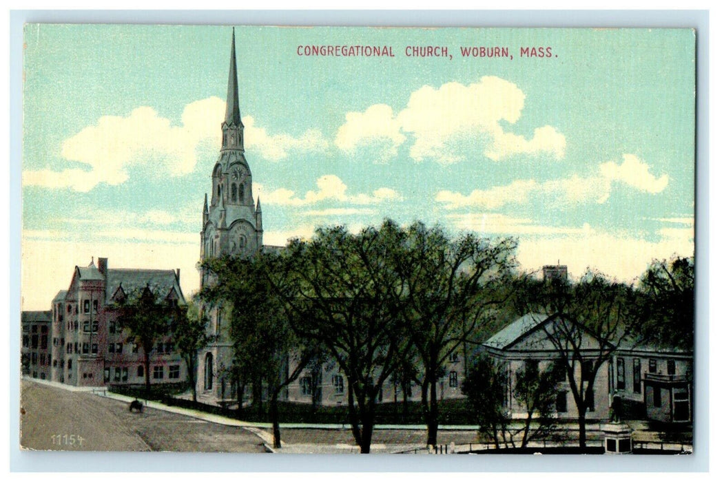 1908 Congregational Church, Woburn Massachusetts MA Antique Postcard