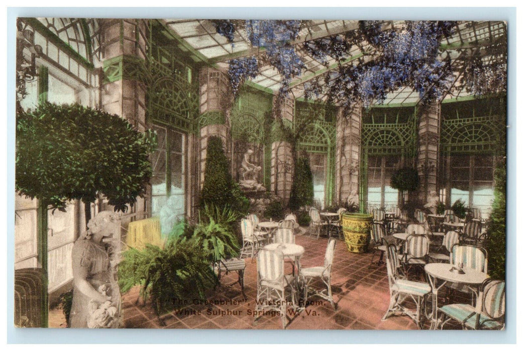 c1920s Handcolored Wisteria Room Greenbrier West Virginia WV Postcard