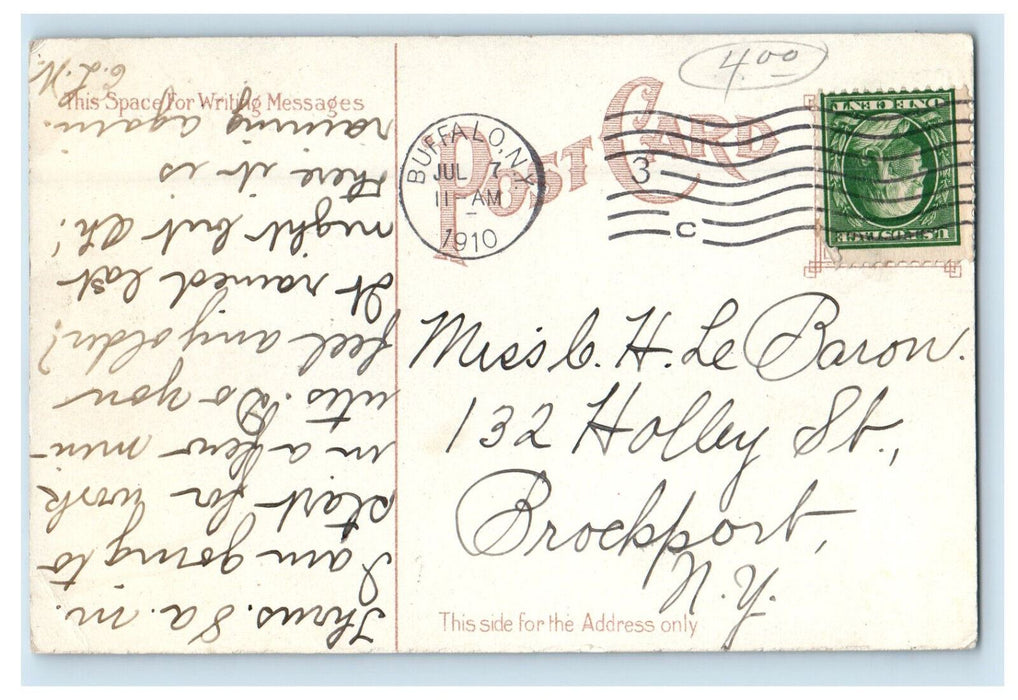1910 Horse Carriage Country Club Buffalo New York NY Posted Antique Postcard