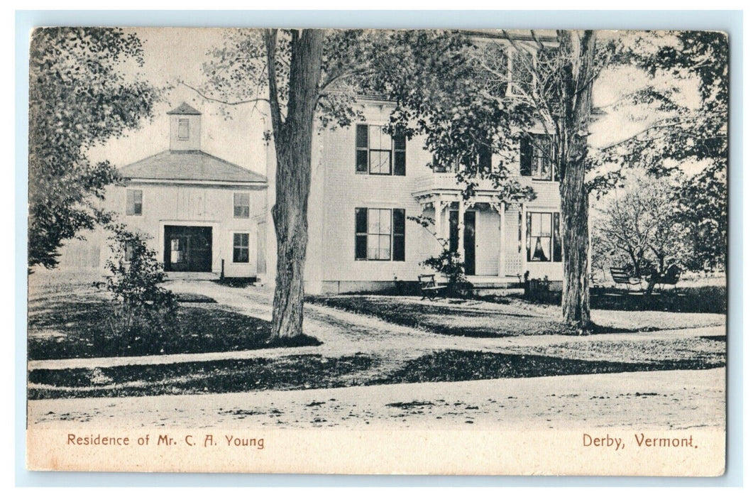 C.A. Young Residence Derby Vermont 1908 Carriage House Vintage Antique Postcard