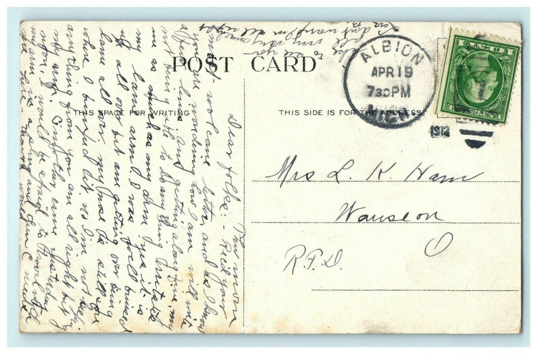 M.O. Depot Albion Michigan Wauseon Ohio 1912 Vintage Antique Postcard