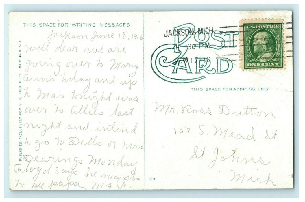 Evening Pleasant View Clarks Lake Michigan 1910 Vintage Antique Postcard