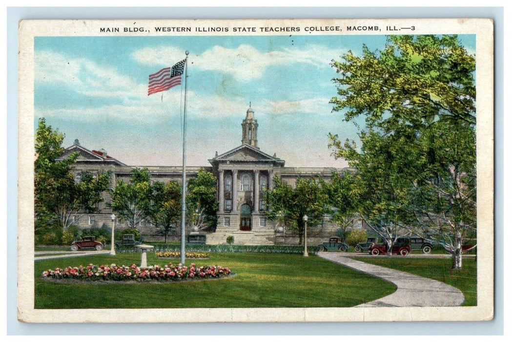 1940 Main Bldg Western Illinois State Teachers College Macomb IL Postcard