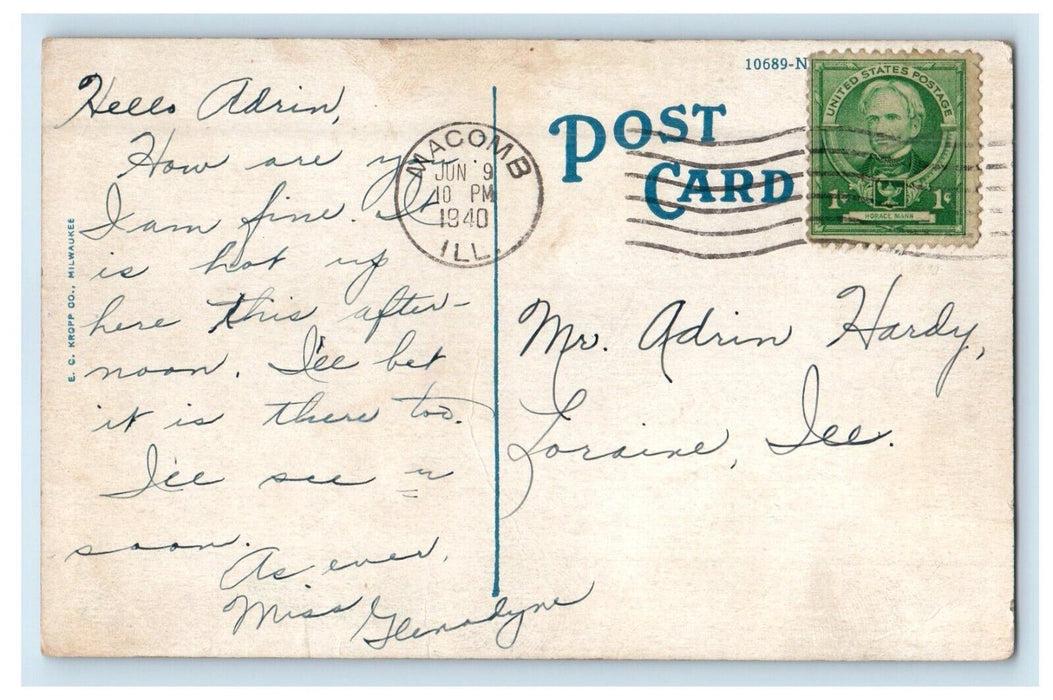 1940 Main Bldg Western Illinois State Teachers College Macomb IL Postcard