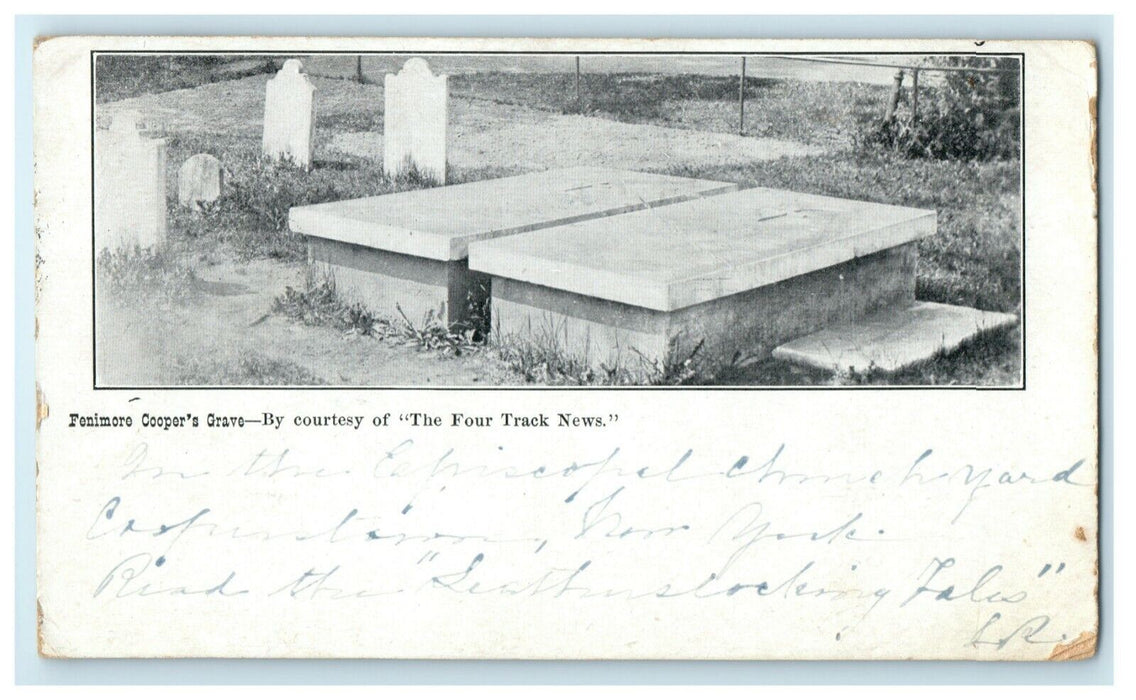 1904 Fenimore Cooper's Grave Sandy Hook Connecticut CT Four Track News Postcard