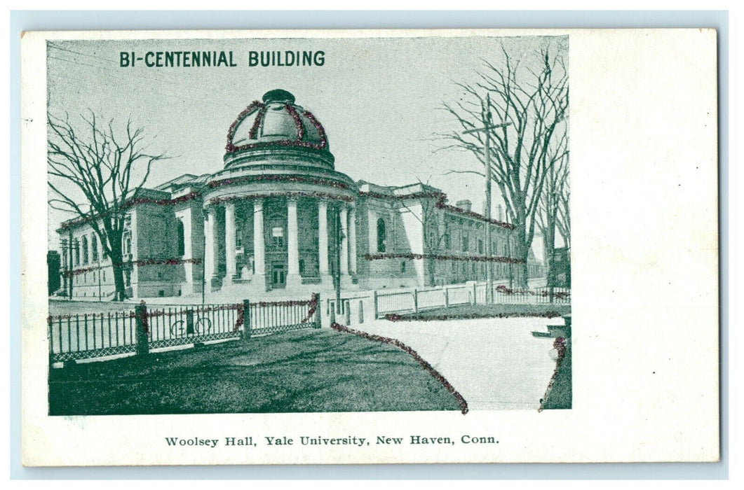 c1905 Bi-Centennial Woolsey Hall Yale University New Haven CT Glitter Postcard