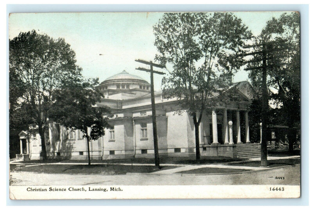 Christian Science Church Lansing Michigan 1915 Rare Antique Vintage Postcard