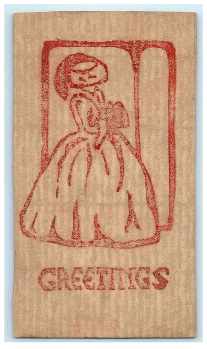 1924 Victorian Woman Dress Greetings Gary Indiana IN Posted Antique Postcard