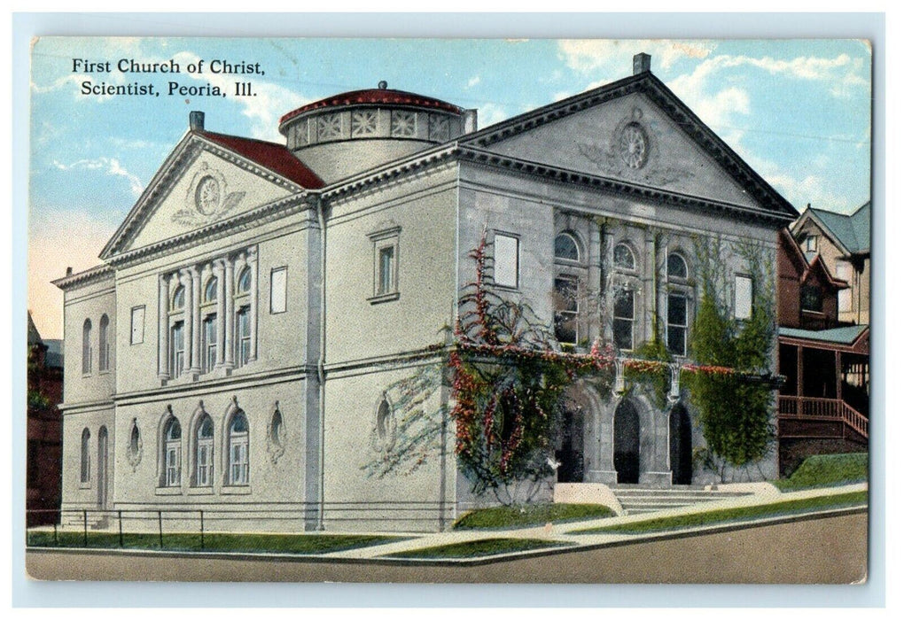 c1910's First Church Of Christ Scientist Peoria Illinois IL Antique Postcard