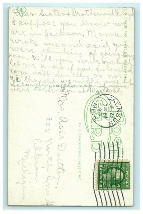Elk's Temple Jackson Michigan 1913 Albion Vintage Antique Postcard