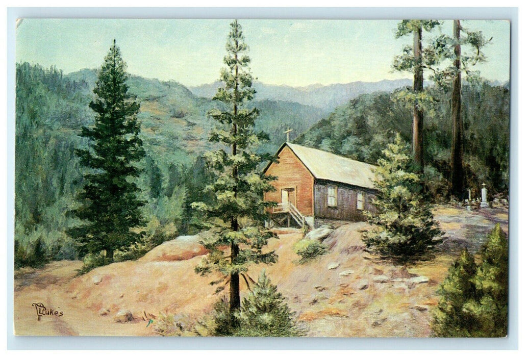 Historical Church Sawyers Bar California CA First Trip In Salomon River Postcard