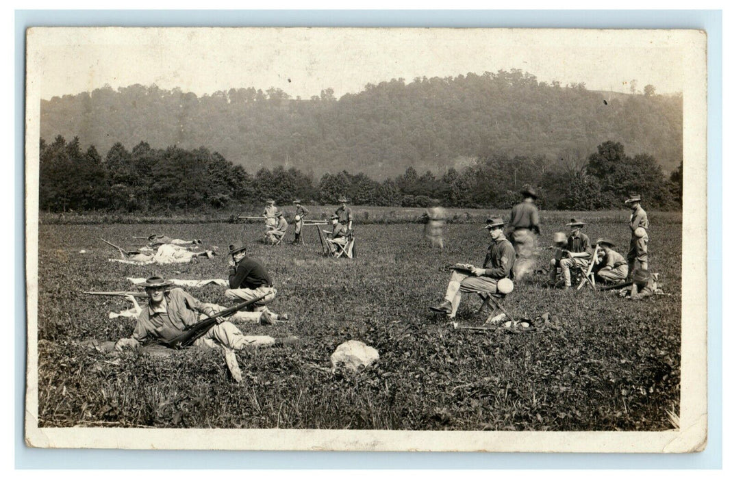 1910 Army Rifle Shooting Practice Kingmont West Virginia WV RPPC Photo Postcard