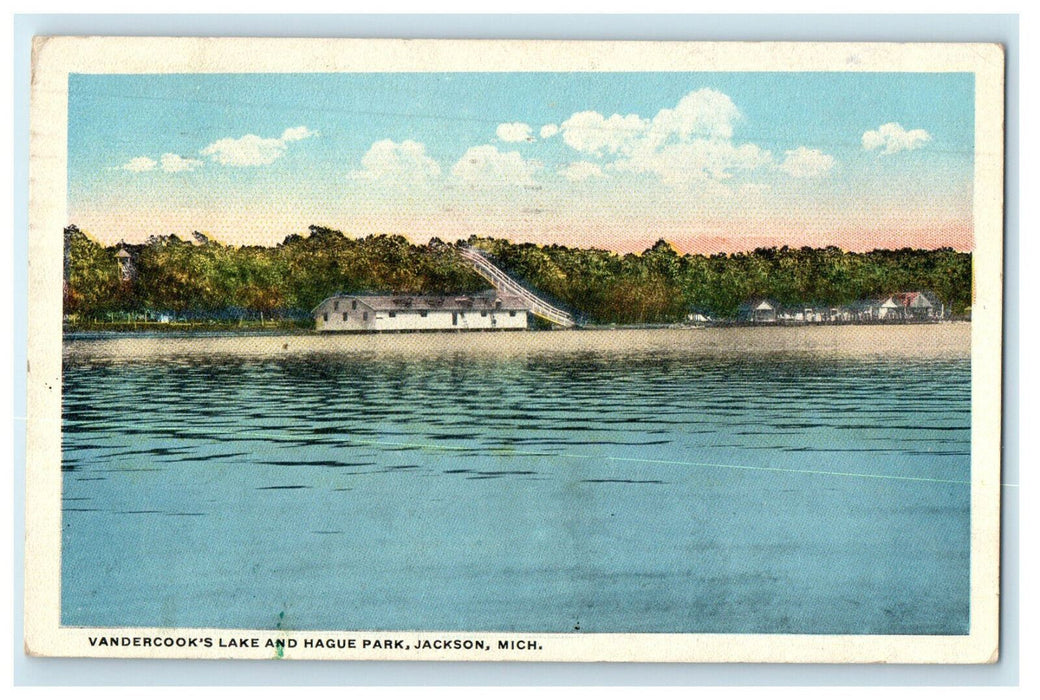 1919 Vandercook's Lake and Hague Park, Jackson Michigan MI Posted Postcard