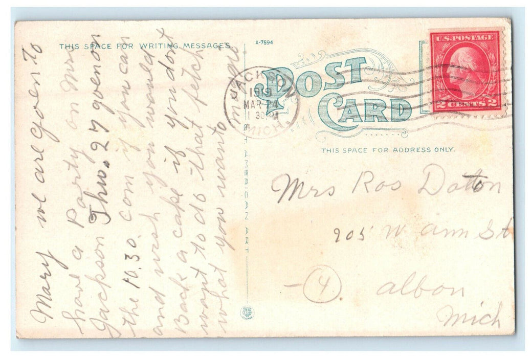 1919 Vandercook's Lake and Hague Park, Jackson Michigan MI Posted Postcard