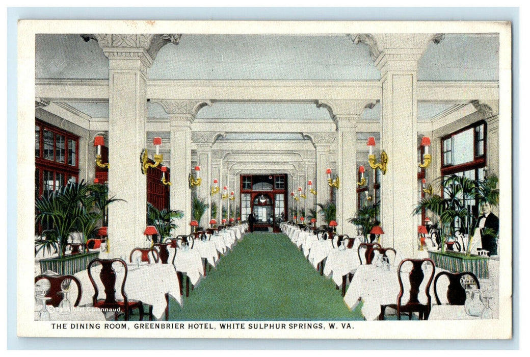 c1920s Dining Room Greenbrier Hotel West Virginia WV Unposted Postcard