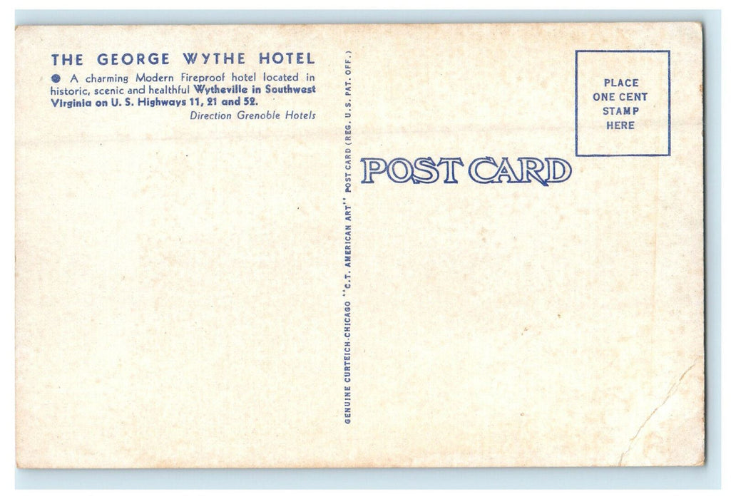 c1920s The George Whyte Hotel, Whyteville Virginia VA Unposted Postcard