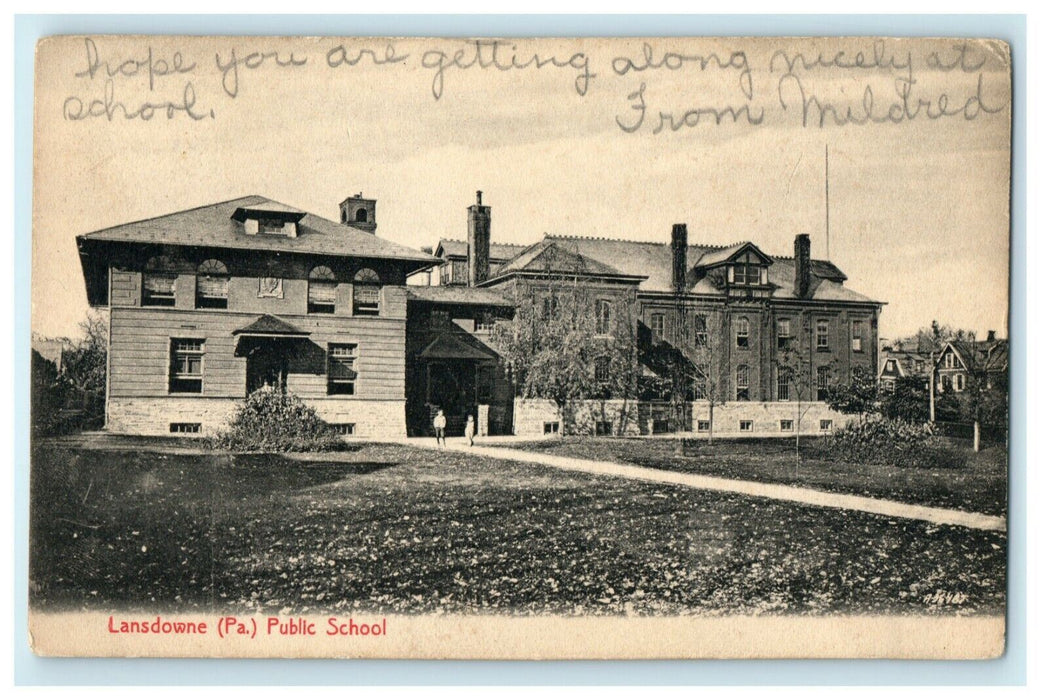 1907 Lansdowne Pennsylvania Public School PA Posted Antiue Postcard